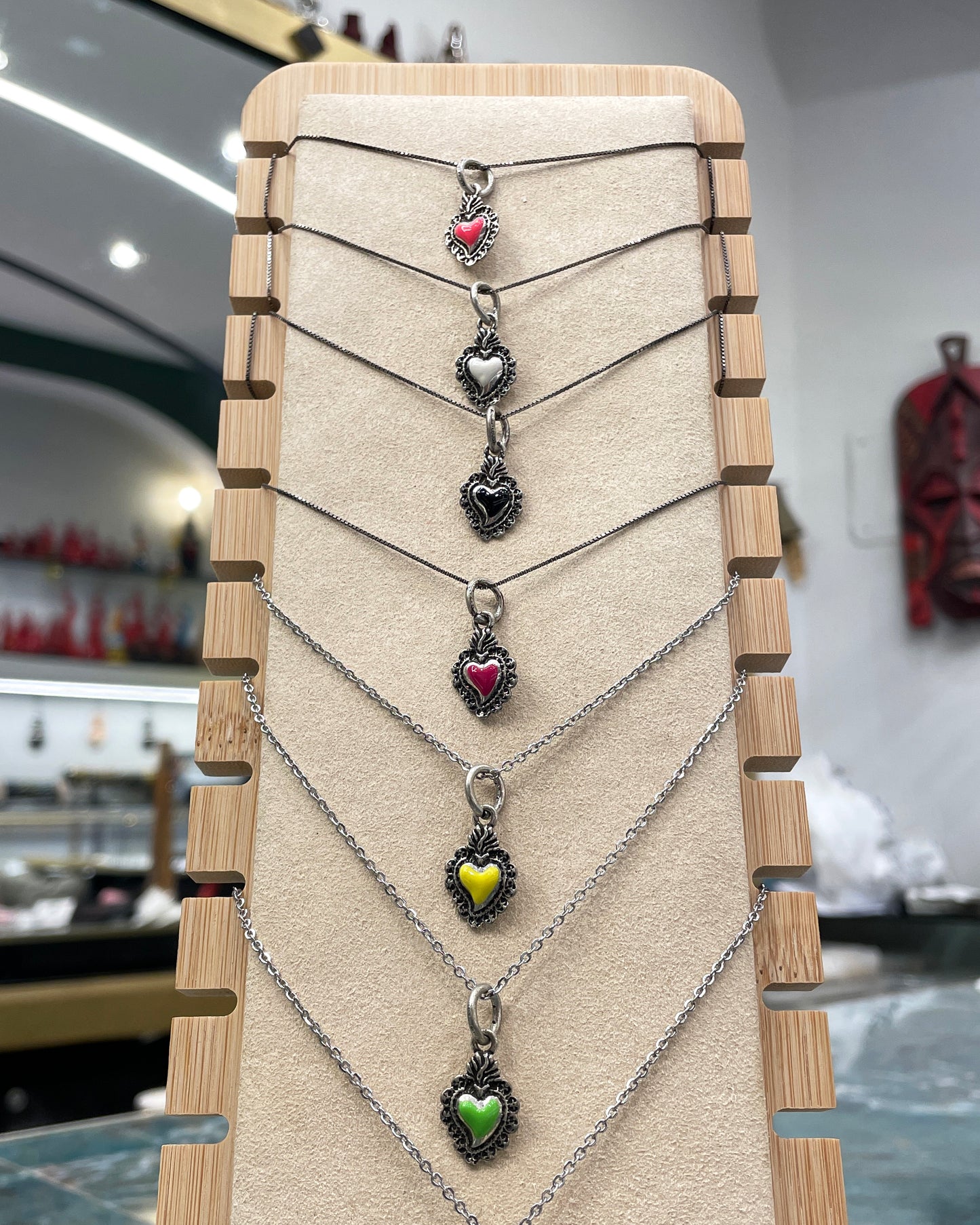 Collana cuore sacro smaltato in argento 925