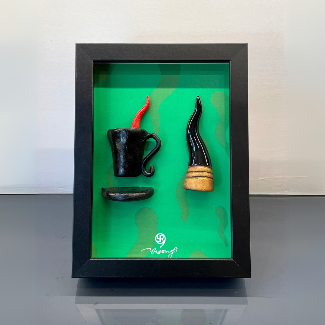 Quadretto 'Corno e caffè' 13*18