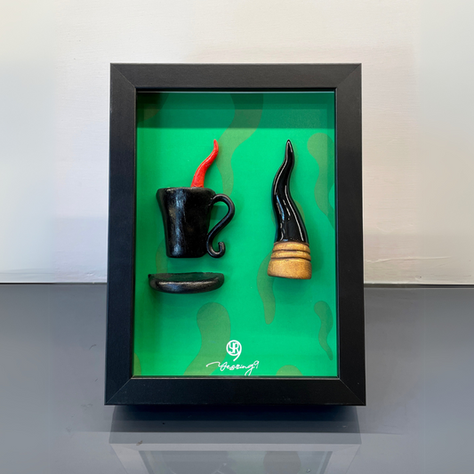 Quadretto 'Corno e caffè' 13*18