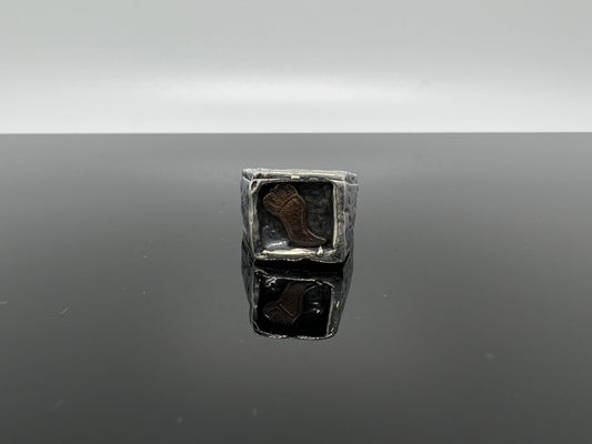 anello chevalier quadrato corno small