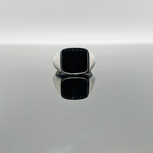 Anello chevalier quadrato onice