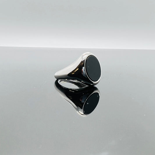 Anello chevalier ovale onice