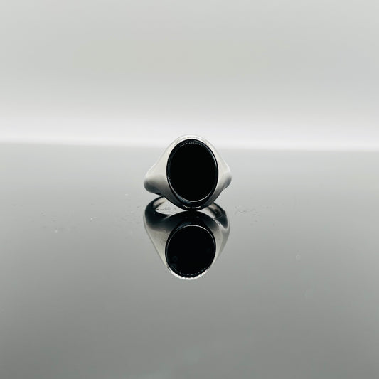 Anello chevalier ovale onice