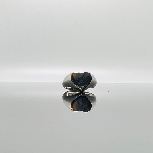 Anello chevalier cuore argento