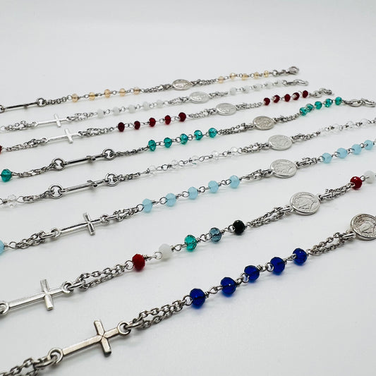 Bracciale argento Rosario colorati