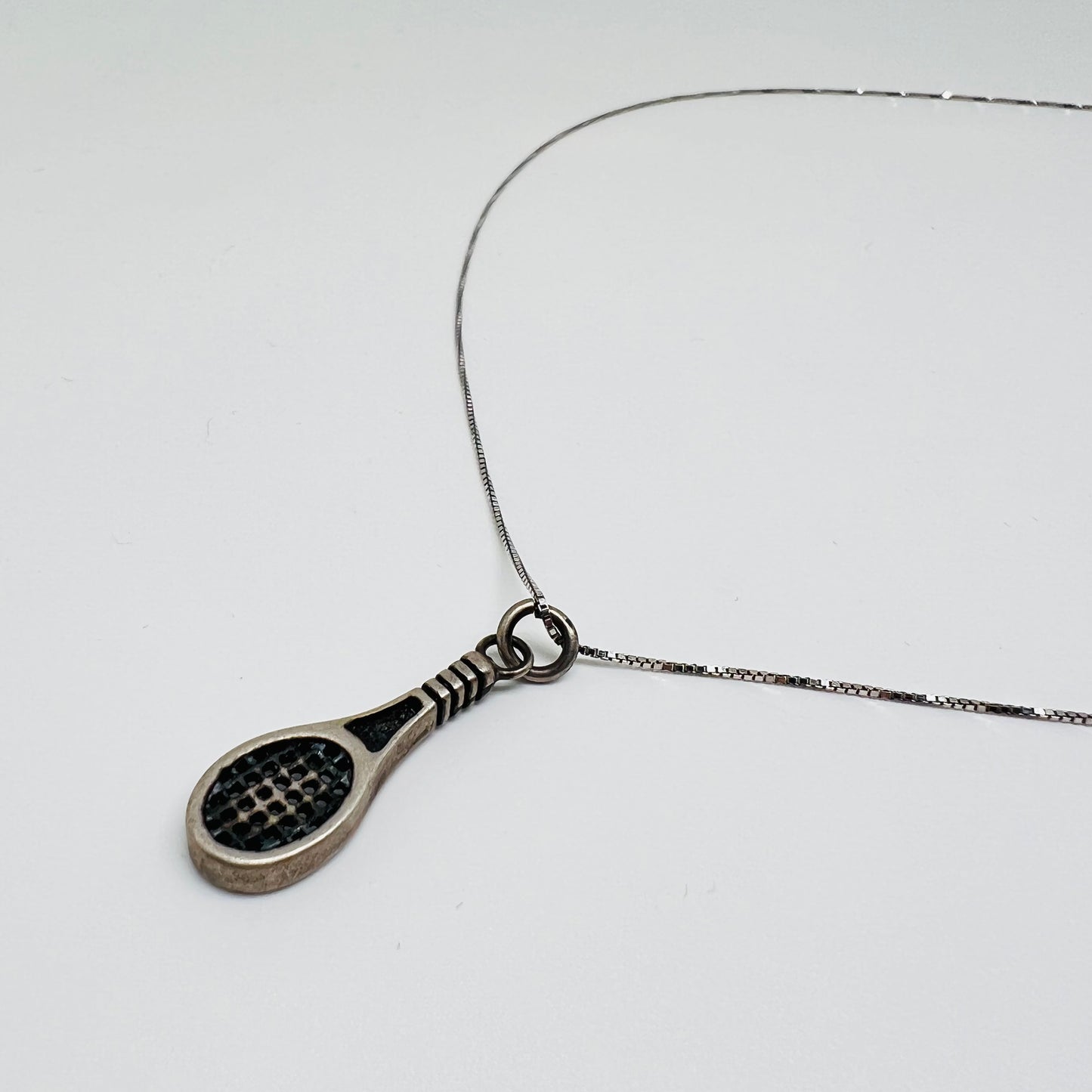 Ciondolo argento racchetta tennis