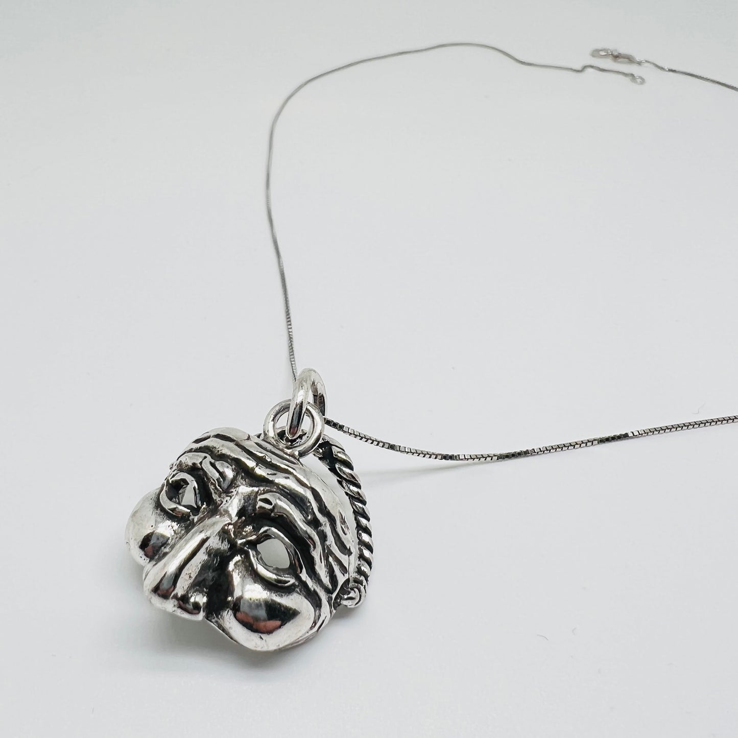Ciondolo argento maschera Pulcinella
