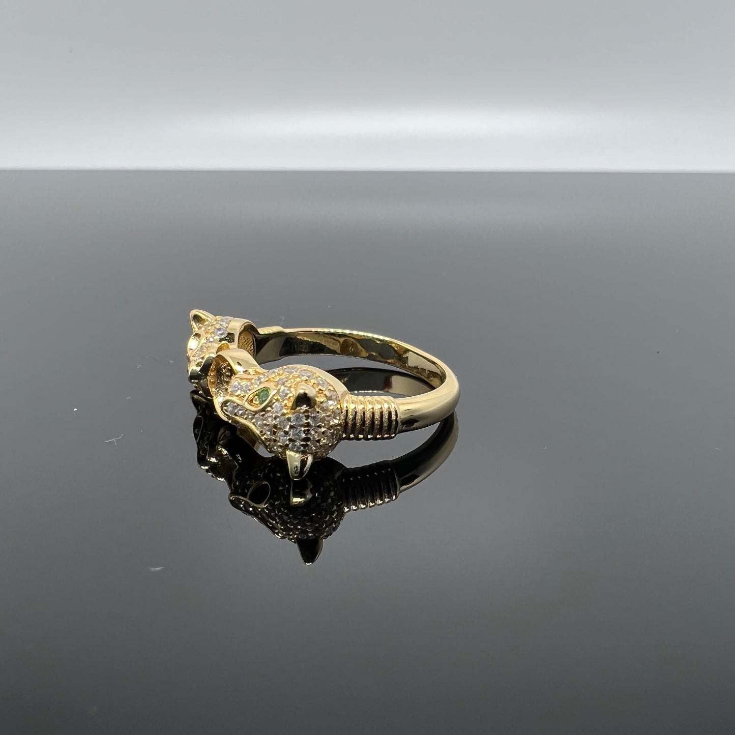 anello leopardo oro zirconi