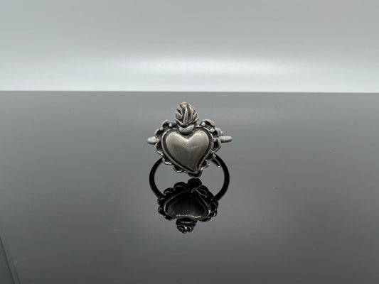 anello fede con cuore sacro argento